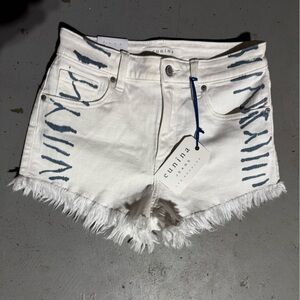 Eunina White and Blue Jean Shorts